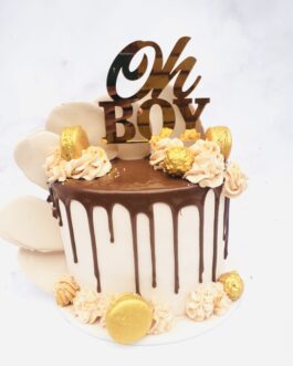 Chocolate Drip Boy Babyshower cake
